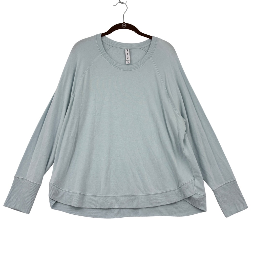 Athleta Coaster Luxe Sweatshirt Top Size 1X Blue Modal Long Sleeve Raglan